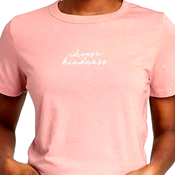 (2-PK) Women's Small "Choose Kindness" Short Sleeve Graphic T-Shirt - Misty Rose - Picture 2 of 7